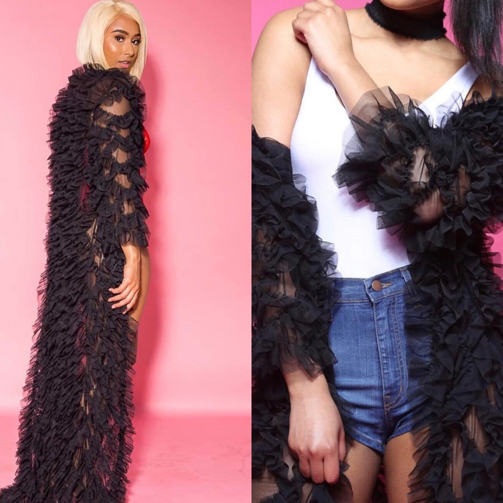 Swankaposh Long Ruffle Cardigan